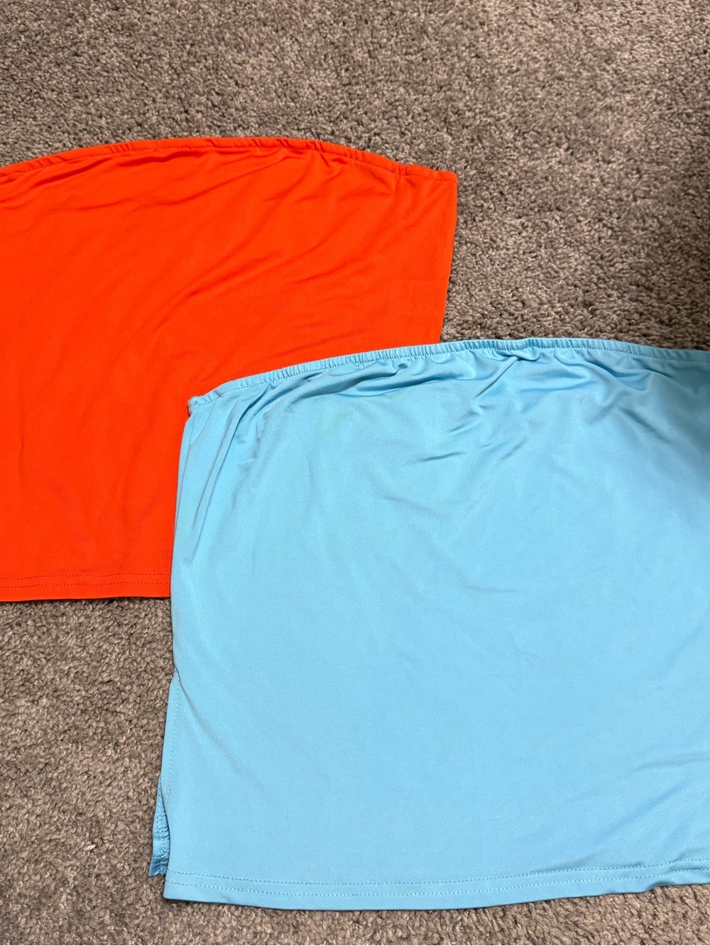 SHEIN 2 pack, Orange and Light Blue Strapless Tube Tops